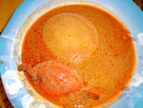 Ghanaische Kost: Fufu mit Krabbensuppe Ghana, Menschenrechte, Freiwilliger