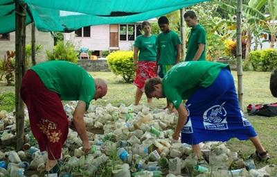 Frivillige tilser mangrover i Fiji Frivillige passer mangrovetræer i Fiji