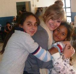 Hugging the children