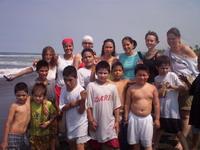 Volunteers with boys at turtle camp Volunteers with boys at turtle camp