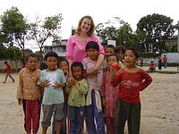 With local children