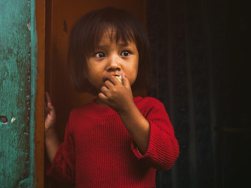 La piccola curiosa Bambina tenera Nepal