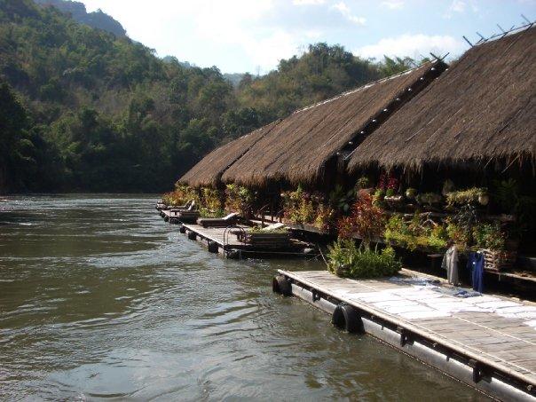 Floating jungle rafts on the River Kwai Floating jungle rafts on the River Kwai