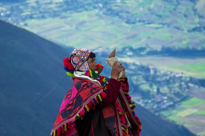 Traditional Peruvian attire Peruvian man wearing chullo and poncho