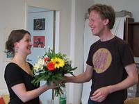 Kathrin receiving her flowers