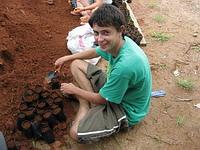 Filling mangrove seed bags