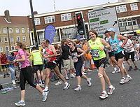 Emily running the Marathon