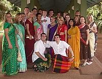 Volunteers in wedding finery