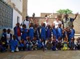 Children, staff and volunteers at Ton Ton Johnny care centre