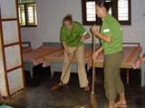 Cleaning the dormitory