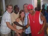 Diouf with staff, Terry Thornhill, Issa Kouyate, Kristina Fitzpatrick and Peter Slowe