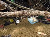Plastic litter on the beach