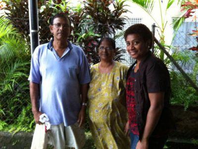 Fijian family receiving donation Fijian family receiving donation