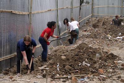 Disaster Relief volunteers building classrooms at Disaster Relief project in Nepal Projects Abroad Disaster Relief volunteers lay foundation for a new classroom at a Nepalese school in Kathmandu, Nepal
