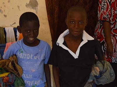 Talibe boys wear their new clothes donated by a Projects Abroad volunteer Talibe boys after receiving new clothes from Projects Abroad in Saint Louis, Senegal