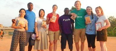 The volunteers who have been helping out at the 'Football Pitch Readings' during their free time in Ghana Volunteers in Ghana during 'Football Pitch Reading'