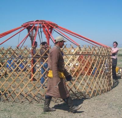Aufbau der Jurte von Verwandten Mongolei Nomaden - Projekt Jurte