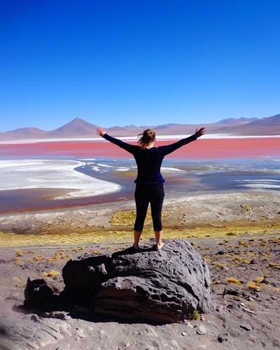 Wochenendausflug zur roten Lagune in der Nähe vom Salzsee Salar de Uyuni bolivien-musik-ausflug