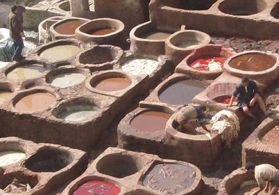Färbereien in Fes Marokko Unterrichten Faerben