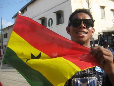 Proud local with flag Proud local with flag