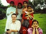 Chris and 5 schoolgirls on a picnic