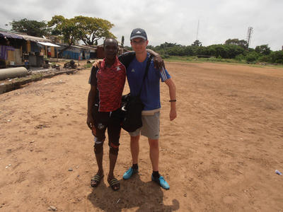 Julien with a local staff member at his placement Julien with a local staff member at his placement