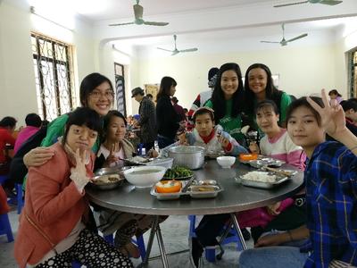 Volunteers with the loacls at the Hanoi community village Volunteers with the loacls at the Hanoi community village