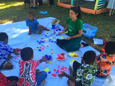Doing arts and crafts at a kindergarten in Nadi Doing arts and crafts at a kindergarten in Nadi