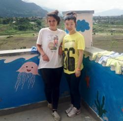 Another volunteer and I Another volunteer and I