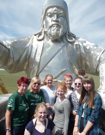 Visiting the statue of Ghengis Khan in Mongolia Visiting the statue of Ghengis Khan in Mongolia