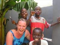 With local children