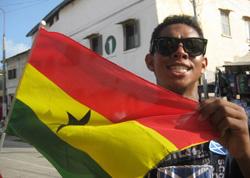 Proud local with flag Proud local with flag