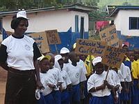 Local children going on a march