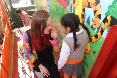 Bethany talking to a young girl in Cusco Bethany talking to a young girl in Cusco