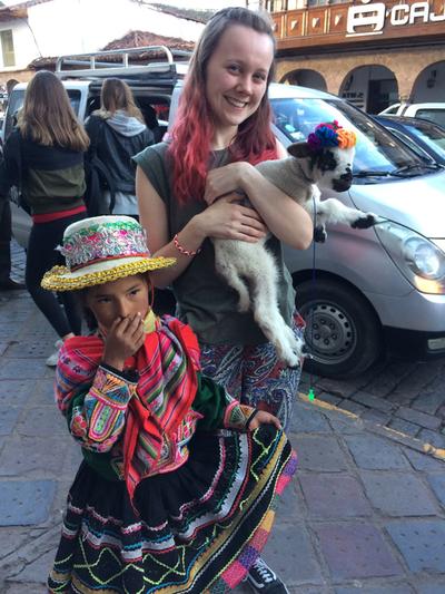 Bethany with a local girl in Cusco Bethany with a local girl in Cusco