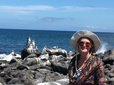 Catherine spending time by the sea on the Galapagos Islands Catherine spending time by the sea on the Galapagos Islands
