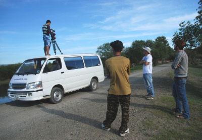 Filming from the van Filming from the van