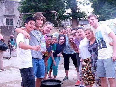 With other volunteers With other volunteers