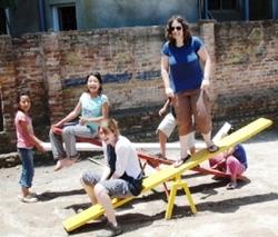 Playing with children at Snowlands