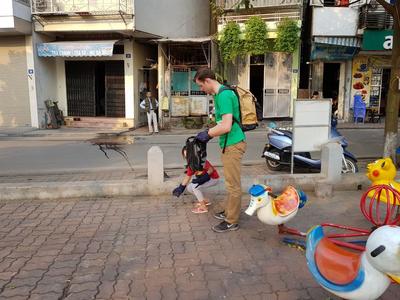 Jeffrey picks up litter in a local community Jeffrey picks up litter in a local community