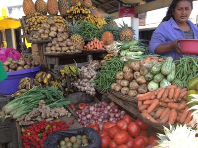 Fruit and vegetables being sold at a market in Andasibe Fruit and vegetables being sold at a market in Andasibe