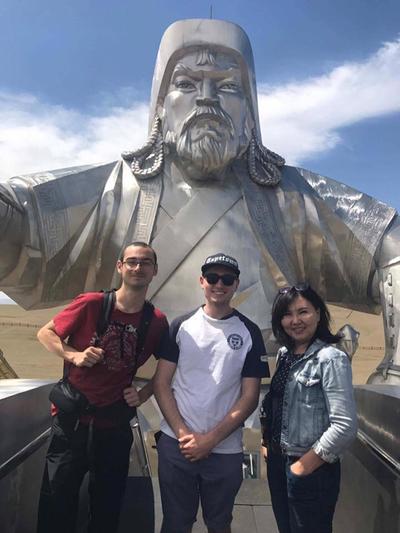 The volunteers at the Chinggis Khan statue The volunteers at the Chinggis Khan statue
