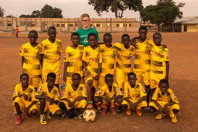 Josh with his football team in Ghana Josh with his football team in Ghana