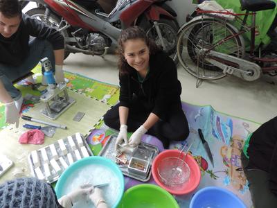 Josie organising an arts and crafts activity for the children Josie organising an arts and crafts activity for the children