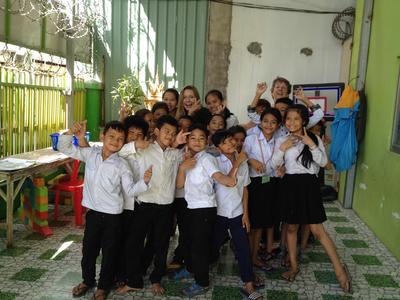 Judith with her students in Cambodia Judith with her students in Cambodia