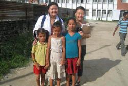 With Nepalese family With Nepalese family