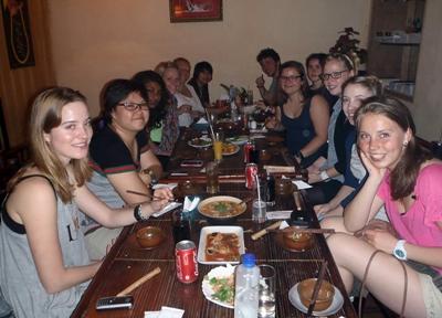 Volunteers enjoy a traditional Vietnamese meal
