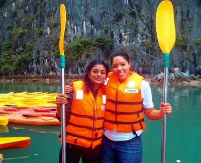 Volunteers on a kayaking trip in Vietnam