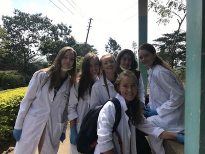 Medicine High School Special volunteers in their lab coats Medicine High School Special volunteers in their lab coats