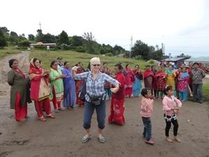 Linda dancing with the locals at Nagakot Linda dancing with the locals at Nagakot